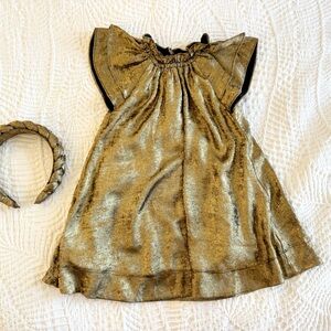 Rylee + Cru Gold Kids Dress with Headband